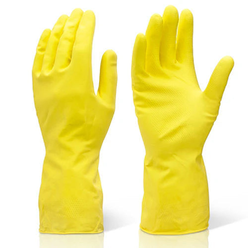 Reusable Dish Washing Gloves, Cleaning Gloves, Gardening, Kitchen, Car and Bathroom - 1 Pair Yellow Free Size Marvi Sons